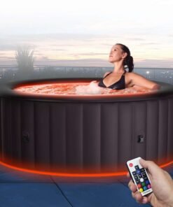 Whirlpool aufblasbar 6 Personen Testsieger | Winterfest, LED & eckig | 8 Personen Outdoor